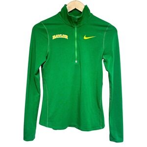 Nike Baylor Bears Running Pullover Top Quarter Zip Green Thumb Hole Womens S Gym